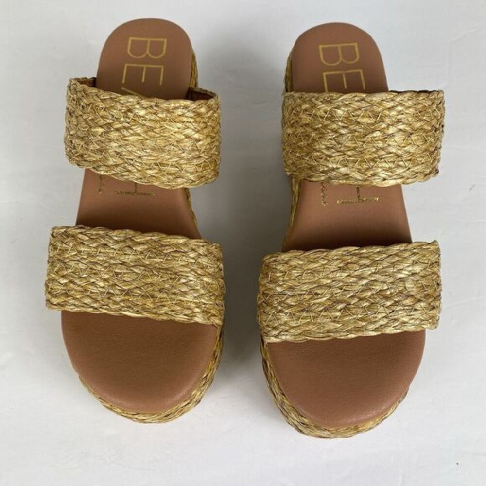 Beach Matisse Raffia Platform Sandals Sz 8 Slip On Neutral Vacation Coastal - Picture 3 of 6